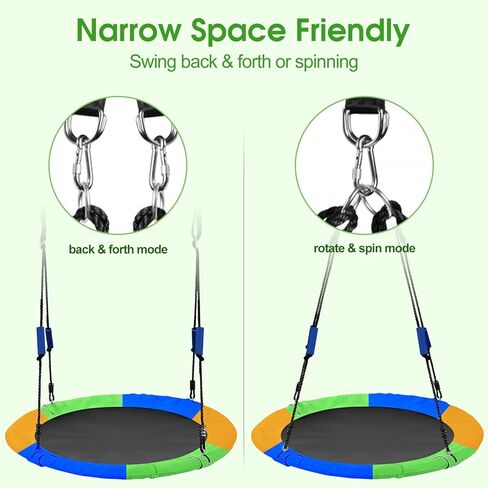 40 Inch Flying Saucer Tree Swing with Tree Hanging Straps for Kids,750lb Round Indoor Outdoor Swing Set with Foam Handle,Circle Swing with Adjustable Rope,Easy to Install 750lb Weight Capacity in Saudi Arabia