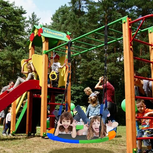 40 Inch Flying Saucer Tree Swing with Tree Hanging Straps for Kids,750lb Round Indoor Outdoor Swing Set with Foam Handle,Circle Swing with Adjustable Rope,Easy to Install 750lb Weight Capacity in Saudi Arabia