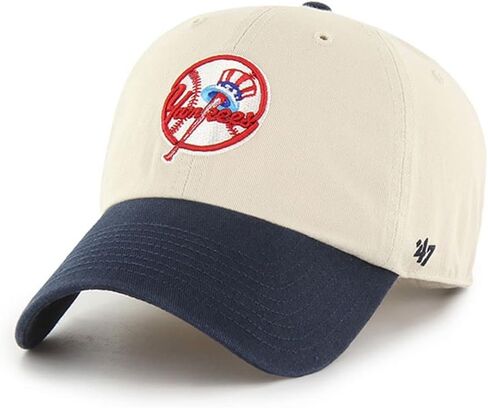 '47 New York Yankees Cooperstown Two Tone Clean Up Dad Hat Baseball Cap - Bone/Navy in Saudi Arabia