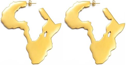 African Map Big Earrings Stainless Steel Dangle Earrings Ethnic Jewelry for Women African Attire Ankh Earrings, Nigerian Dresses and African Clothes to YSL in Saudi Arabia