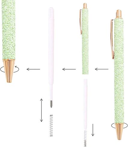 9 Pcs Fancy Pens for Women Glitter Colorful Ballpoint Pens Metal Retractable Pens Black Ink Medium Point 1.0 mm Pretty Cute Sequins Pens Journaling Pens for Women Girls (Fresh style) in Saudi Arabia