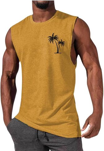 Men's Gym Workout Tank Tops Beach Shirts Summer Sleeveless Training T-Shirt Muscle Bodybuilding Athletic Clothes in Saudi Arabia