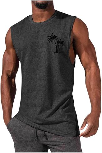 Men's Gym Workout Tank Tops Beach Shirts Summer Sleeveless Training T-Shirt Muscle Bodybuilding Athletic Clothes in Saudi Arabia