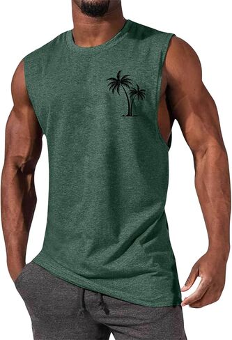 Men's Gym Workout Tank Tops Beach Shirts Summer Sleeveless Training T-Shirt Muscle Bodybuilding Athletic Clothes in Saudi Arabia