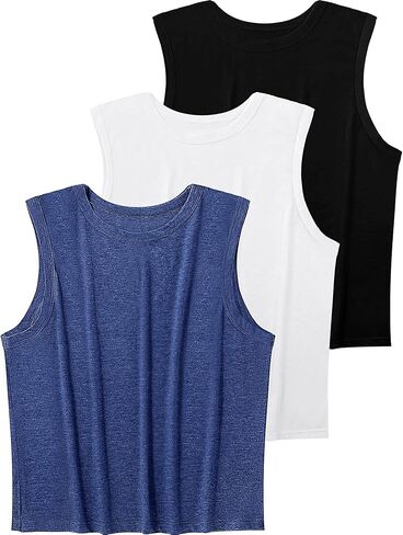 مجموعة من 3 قمصان قصيرة للتمرين للسيدات، قمصان قصيرة بدون أكمام، قمصان رياضية فضفاضة، قمصان رياضية لليوجا والجري وصالة الألعاب الرياضية، بدون أكمام للعضلات in Kuwait