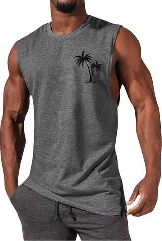 Men's Gym Workout Tank Tops Beach Shirts Summer Sleeveless Training T-Shirt Muscle Bodybuilding Athletic Clothes in Saudi Arabia