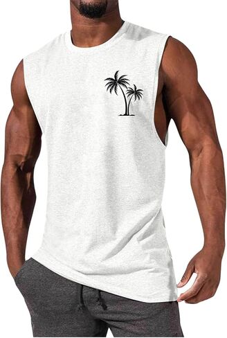Men's Gym Workout Tank Tops Beach Shirts Summer Sleeveless Training T-Shirt Muscle Bodybuilding Athletic Clothes in Saudi Arabia