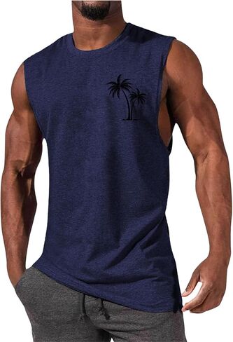 Men's Gym Workout Tank Tops Beach Shirts Summer Sleeveless Training T-Shirt Muscle Bodybuilding Athletic Clothes in Saudi Arabia