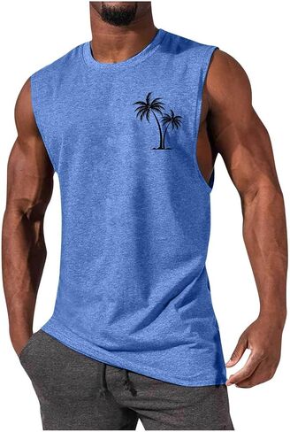 Men's Gym Workout Tank Tops Beach Shirts Summer Sleeveless Training T-Shirt Muscle Bodybuilding Athletic Clothes in Saudi Arabia