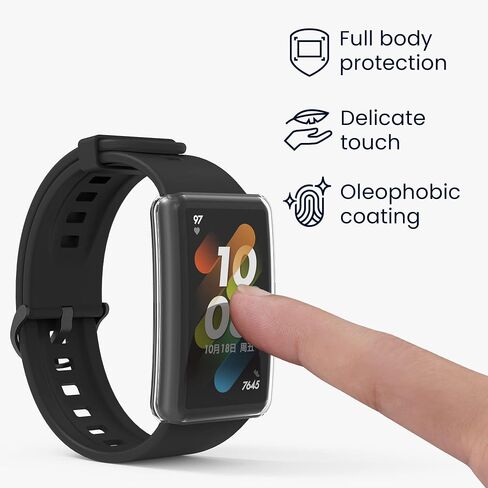 kwmobile Case Compatible with Huawei Band 7 / Band 6 / Honor Band 6 (Set of 2) - Smart Watch/Fitness Tracker Cover - Transparent in Saudi Arabia