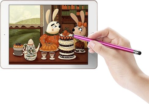 أقلام لمس لشاشات اللمس، 2 في 1 قلم ذو سعة لأجهزة iPad iPhone والأجهزة اللوحية Samsung Galaxy مع 24 نصيحة إضافية قابلة للاستبدال (وردي، وردي، أحمر، أرجواني) in Kuwait