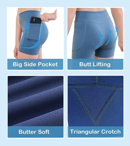 4" Girls Cross Waist Athletic Shorts with Pockets, Biker Volleyball Running Cheer Dance Yoga Gymnastics Shorts in Saudi Arabia