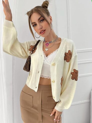Milumia Women's Long Sleeve Print Button Front V Neck Cardigan Valentine Sweater in Saudi Arabia