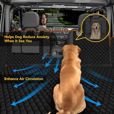Dog Car Seat Cover for Back Seat, 100% Waterproof Dog Seat Cover with Mesh Window,Anti-Scratch Dog Hammock for Car, Antinslip Car Seat Covers for Dogs, Car Seat Protector for Dogs, Orage,Large in Saudi Arabia