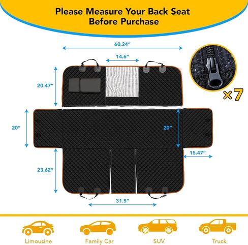 Dog Car Seat Cover for Back Seat, 100% Waterproof Dog Seat Cover with Mesh Window,Anti-Scratch Dog Hammock for Car, Antinslip Car Seat Covers for Dogs, Car Seat Protector for Dogs, Orage,Large in Saudi Arabia