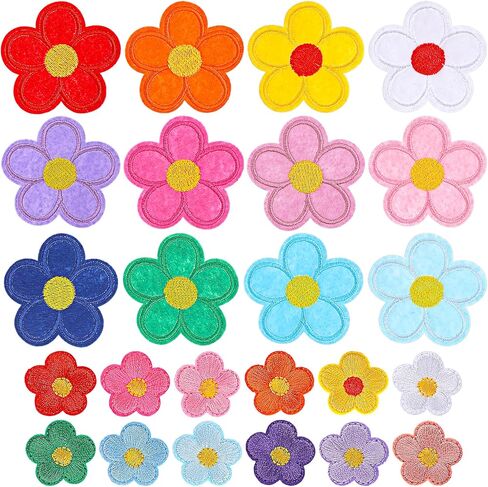 24PCS Sunflower Flower Iron On Patch Embroidery Sew Applique, Cute Flower Embroidered Patch Available in Two Sizes for Bags, Jackets, Jeans, and Clothes DIY Patches. in Saudi Arabia