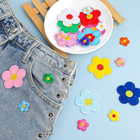 24PCS Sunflower Flower Iron On Patch Embroidery Sew Applique, Cute Flower Embroidered Patch Available in Two Sizes for Bags, Jackets, Jeans, and Clothes DIY Patches. in Saudi Arabia