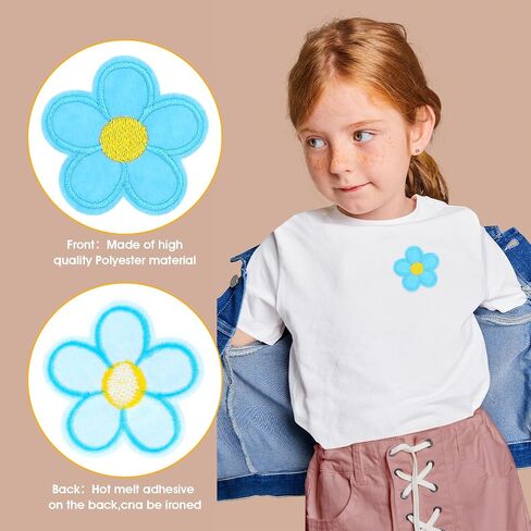 24PCS Sunflower Flower Iron On Patch Embroidery Sew Applique, Cute Flower Embroidered Patch Available in Two Sizes for Bags, Jackets, Jeans, and Clothes DIY Patches. in Saudi Arabia
