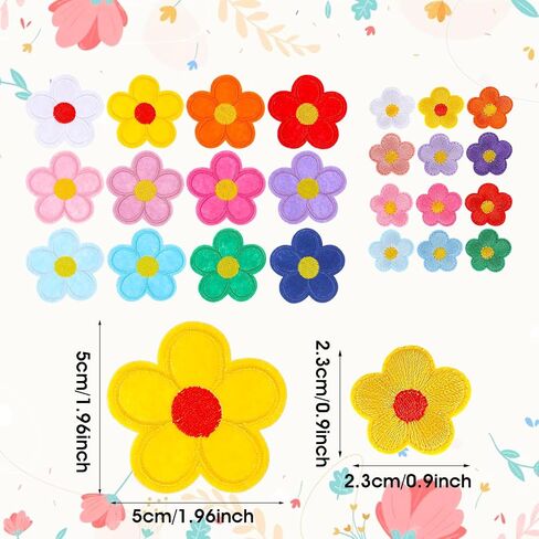 24PCS Sunflower Flower Iron On Patch Embroidery Sew Applique, Cute Flower Embroidered Patch Available in Two Sizes for Bags, Jackets, Jeans, and Clothes DIY Patches. in Saudi Arabia