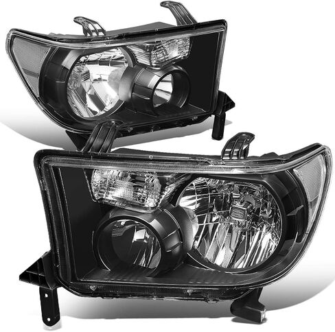 DNA MOTORING HL-OH-TT07-BK-CL1 Pair Black Housing Clear Corner Headlights Compatible with 07-13 Tundra / 08-17 Sequoia in Saudi Arabia