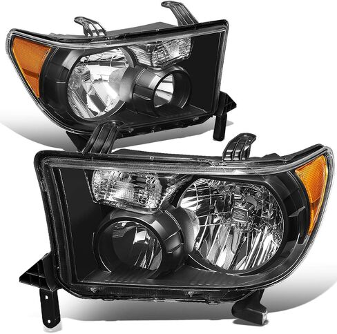 DNA MOTORING HL-OH-TT07-BK-CL1 Pair Black Housing Clear Corner Headlights Compatible with 07-13 Tundra / 08-17 Sequoia in Saudi Arabia