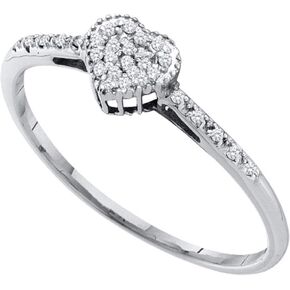 Sonia Jewels 10k Yellow OR White Gold Heart Love Shape Center Pave Setting Round Cut Ladies Diamond Engagement Cocktail Ring Band 6mm (.07 cttw)