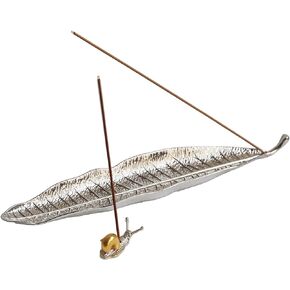 Leaf and Snail Incense Burner, Incense Holder Set Incense Ash Catcher, Incense Sticks Holder for Meditation Room, Yoga, Home, Office (bronze)