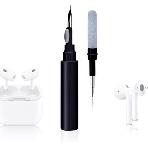 Cleaner Kit for Airpods Pro 1 2 3 Multi-Function Cleaning Pen with Soft Brush Flocking Sponge for Bluetooth Earphones Case Cleaning Tools Black
