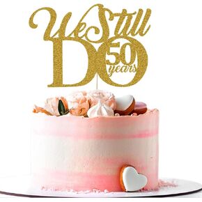 ما زلنا نفعل 50 عامًا من تزيين الكيك - تجديد العهد الخمسين لحفلات الزفاف وحفلات الذكرى السنوية للديكور بريق ذهبي in Kuwait