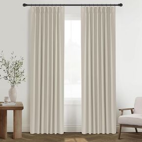 Pinch Pleated Curtains 96 Inches Long Blackout Curtains for Bedroom Pinch Pleated Drapes with Hooks Black Out Curtains for Living Room,W40 x L96,Black