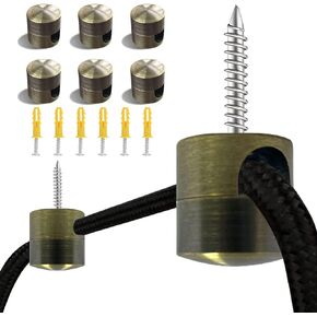6 Pack Swag Ceiling Hooks for Hanging Lights Aluminium Modern Hanging Lamp Cable Hook DIY Ceiling Chandelier Swag Hooks for Plug in Pendant Lighting with Cord