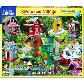 White Mountain Puzzles Birdhouse Village - 500 Piece Jigsaw Puzzle