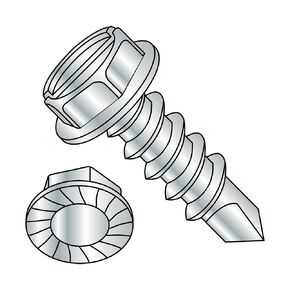 Small Parts 0808KSWS Steel Self-Drilling Screw, Zinc Plated Finish, Serrated Hex Washer Head, Slotted Drive, #2 Drill Point, #8-18 Thread Size, 1/2" Length (Pack of 100)