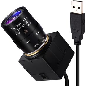 USB Camera 2MP Wide Angle 2.8-12mm Webcam Manual Zoom Lens Webcamera Low Illumination USB Camera Full HD 1080P H.264 USB Webcam with IMX323 Sensor UVC Computer Camera for Windows/Linux/Mac