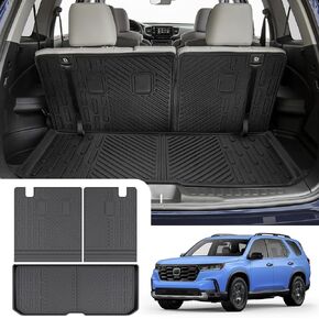 Rear Cargo Mat & Backrest Mat for 2016-2024 Honda Pilot All Weather TPE Back Seat Protector Trunk Cargo Liner for 2023 2024 Honda Pilot 3rd Row Seats Accessories