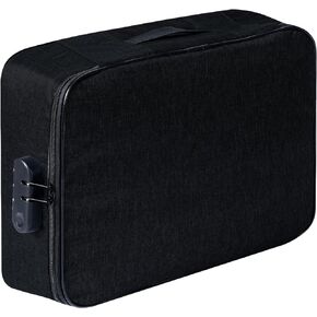 Waterproof Portable Home Lockable Important File Certificate Organizer, Document Storage, Document Bag, File Storage Bag，Legal Size Folder Certifications Books Storage (Black)