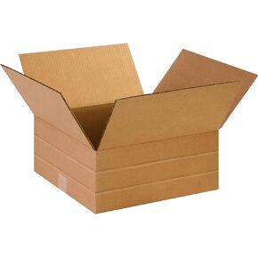 Partners Brand PMD14146 Multi-Depth Corrugated Boxes, 14"L x 14"W x 6"H, Kraft (Pack of 25)