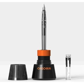 czxwyst OASO J60 Auto-inking Fountain Pen Set, Negative Pressure Self-inking Fountain Pen Includes 40ml Bottled Ink (EF Nib 0.38mm, Black Ink)