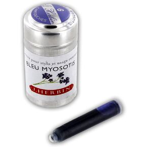 J. Herbin La Perle des Encres Fountain Pen Ink Cartridges, Pack of 6 (Bleu Myosotis)