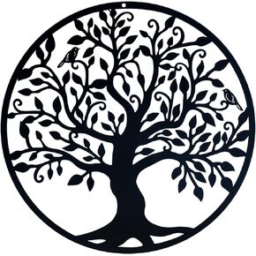 Yetaha Tree of Life Metal Wall Art (11in x 11in,Black) Contemporary Iron Artwork Decor, Wall Decor Hanging for Bedroom Living Room Garden Porch Patio Office Decorative Sculpture Christmas Gift