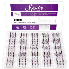 250 قطعة من موصلات سلك ختم لحام Sopoby، موصلات بعقب قابلة للانكماش الحراري، موصلات كهربائية لحام مقاومة للماء لوصلة سلك ستيريو لشاحنة القوارب، أزرق مقاس 16-14 in Kuwait