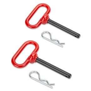1/2 inch Trailer Hitch Pin and Clip, 1/2" x 4" Tow Hitch Pin Rubber Coated Red Handle Pin for Tractors, Towing, Lawn Mower, Golf Cart and ATV, Heavy Duty Gate Pin Trailer Accessories One-Handed