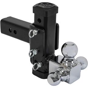 Adjustable Tri-Ball Hitch with Chrome Towing Balls for 2-1/2 Inch Hitch Receivers
