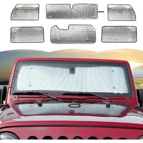 Windshield Sunshade Sun Shade Heat Shield Window Sun Visor Mat for Jeep Wrangler JKU 4 Door 2007-2018,8PCS