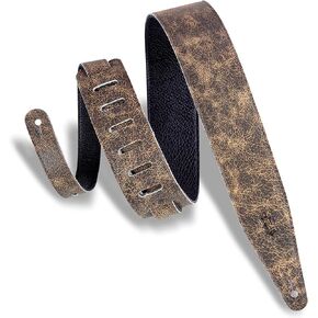 Levy's Leathers 2.5" Garment Leather Guitar Strap Distressed Design; White (MG317BOG-WHT)