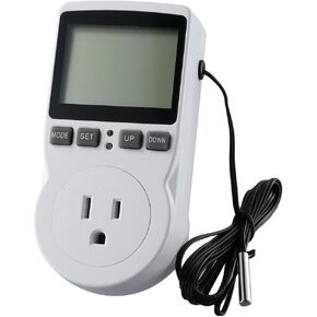 Digital Temperature Controller, Thermostat Controller, Day Night Timer Timer Regulator, 110V, 15A, ?/? Temperature Controlled Outlet with Sensor