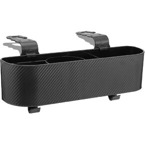 Car Headrest Backseat Organizer with Cup Holder，Backseat Storage Box Cup Drink Holders，Snacks Container for Kids and Adults & Phone Mount Bottle Cellphones Coffee Coasters Wallet Cards (Carbon Black)