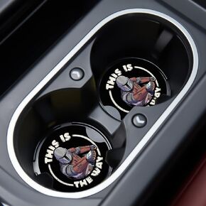 Car Cupholder Coaster Absorbent 2 Pack Funny Fun Cool Cartoon Cute This is The Way Rubber New Automotive Cup Holder Decal Decor Accessories Present for Women Men DZ203