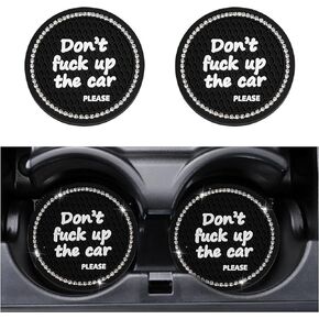 2 PCS Bling Car Cup Coaster, 2.75 Inch Anti-Slip Auto Insert Cup Coasters, Crystal Rhinestone Drink Car Cup Mat, Universal Vehicle Interior Decor Accessories for Women Girls (Mint Green)