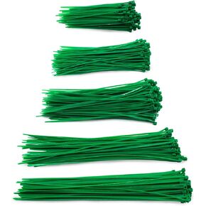 Green Zip Ties Assorted Sizes, 5 Sizes Cable Zip Ties 12+10+8+6+4 Inch Plastic Garden Plant Ties (350 Pcs)